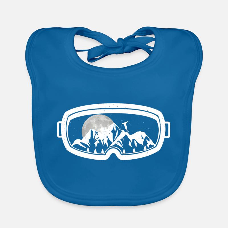 Skiers Goggles Skiing Mountains Ski Moon Mountain Organic Baby Bibs