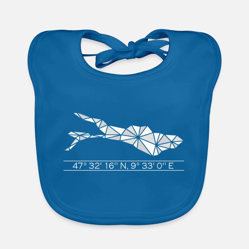 Lac de Constance | Coordonnées | Blanc - Bavoir bio Bébé - bleu paon