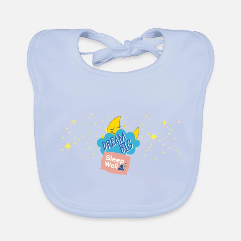 Rêve beau - Lune - Sommeil - Dessin Bavoir bio Bébé
