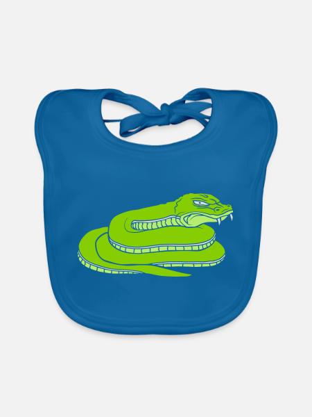 Concevoir un dangereux serpent maléfique - Bavoir bio Bébé - bleu paon - Devant