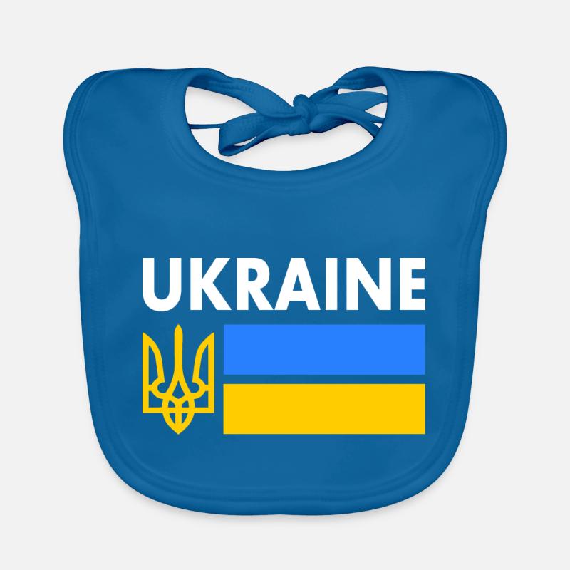 Ukraine - Bavoir bio Bébé - bleu paon