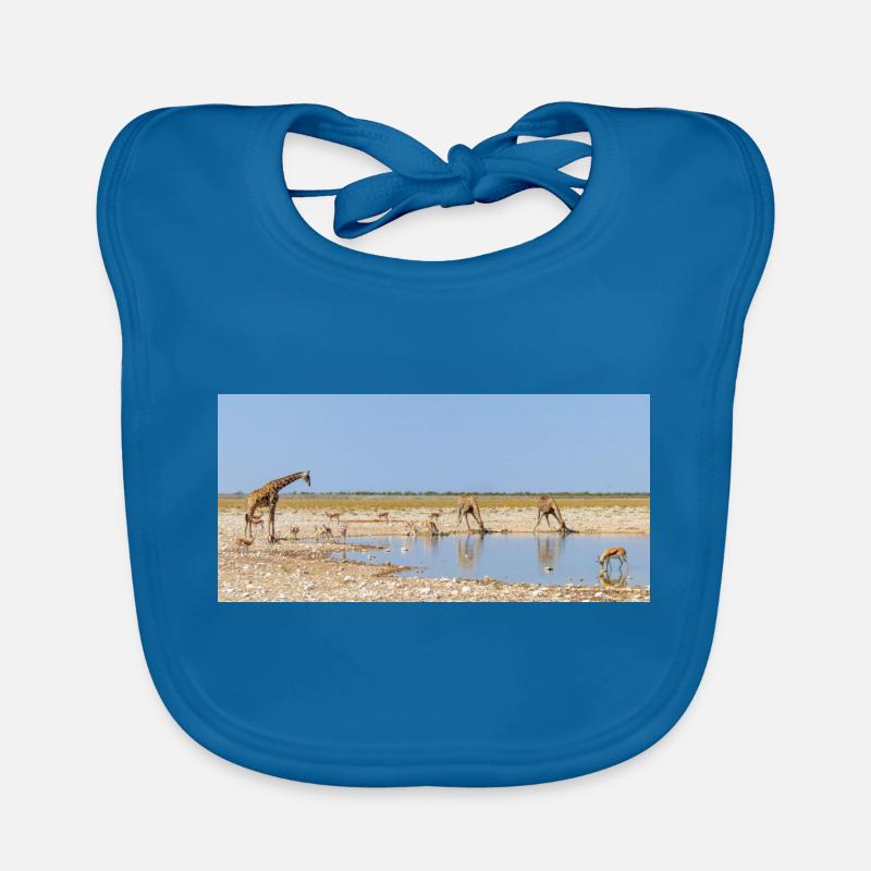 Landschaft am Fluss Cubango mit Giraffe Baby Bio-Lätzchen