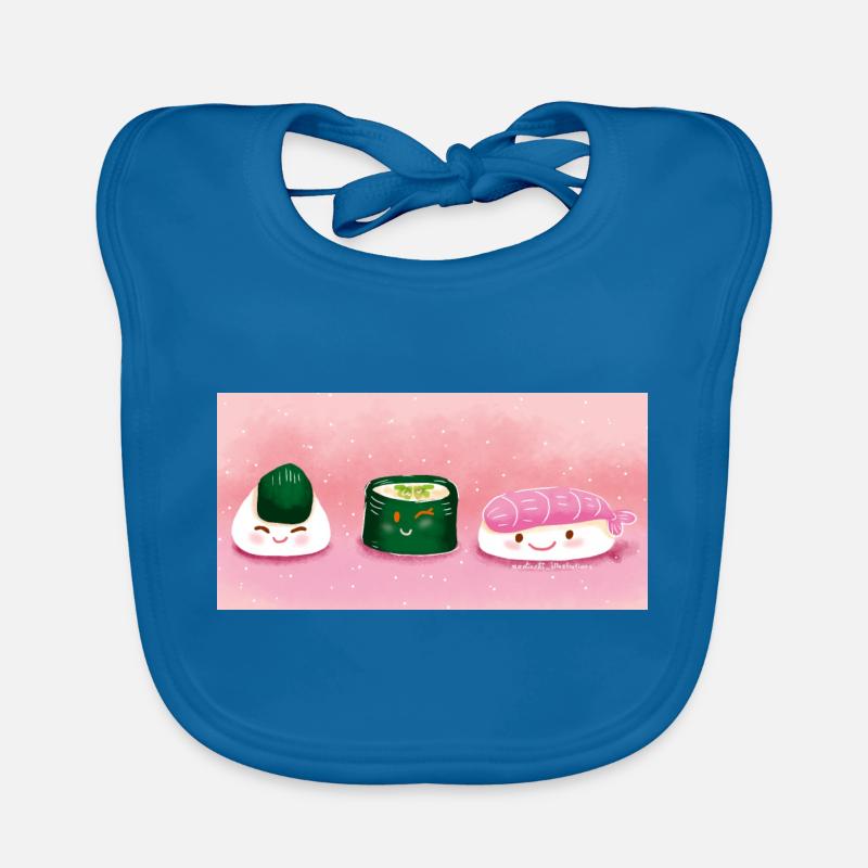 Sushi heureux - Bavoir bio Bébé - bleu paon
