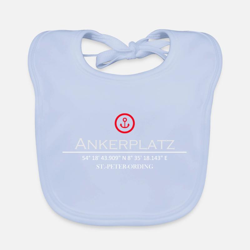 Ankerplatz St. Peter-Ording roter Anker Baby Bio-Lätzchen