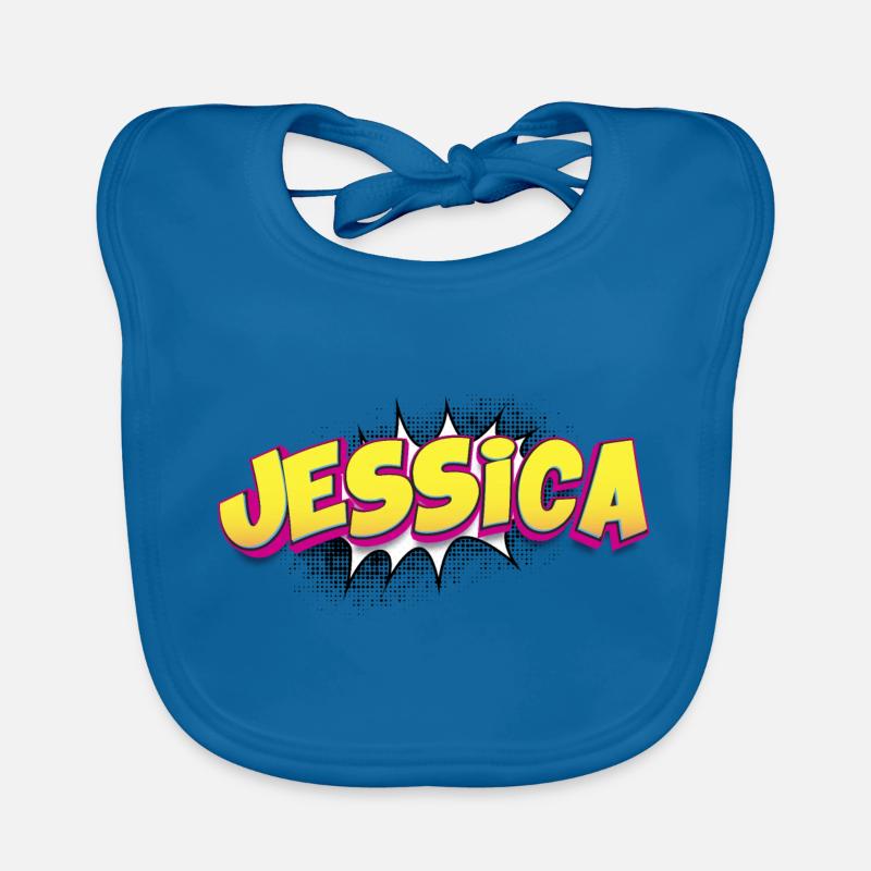 Jessica Benutzerdefinierter Name Comic-Stil Pop-Art, Baby Bio-Lätzchen