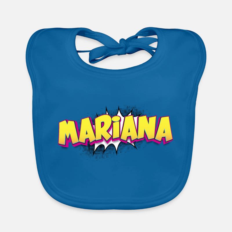 Mariana Custom Name Comic Book Style Pop Art, Organic Baby Bibs