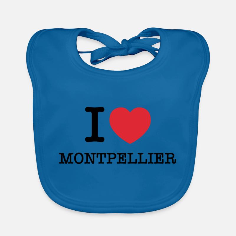 J’aime Montpellier | Montpellier - Bavoir bio Bébé - bleu paon