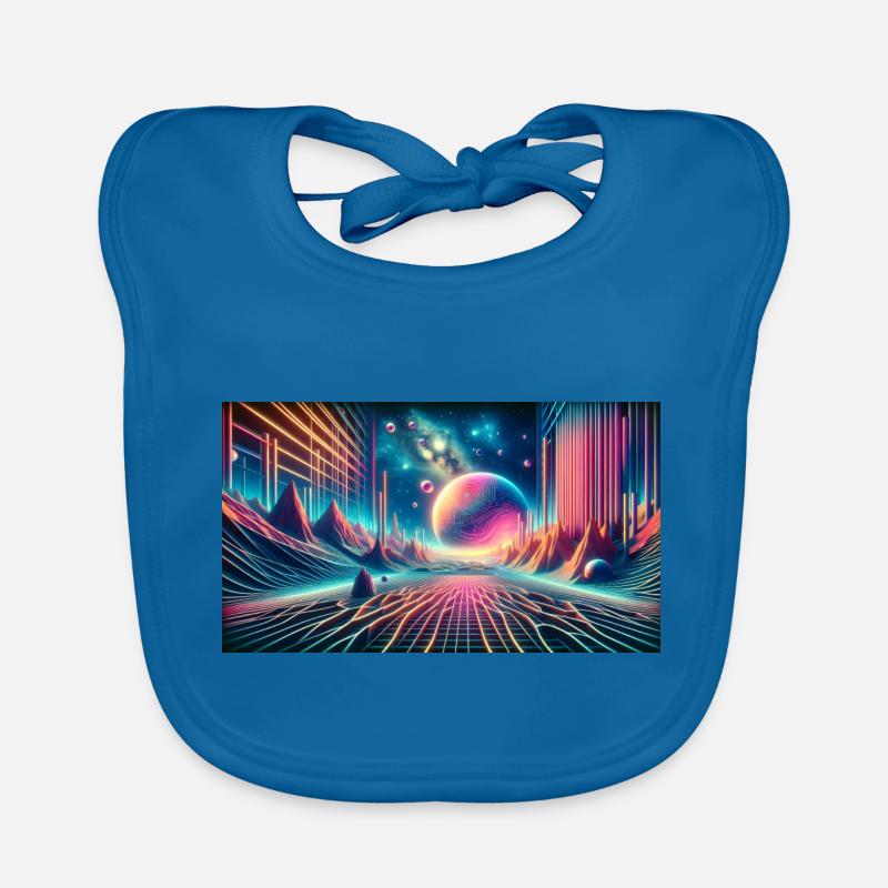 Neon Dreamscape Odyssey – Synthwave Surrealismus Wid Baby Bio-Lätzchen
