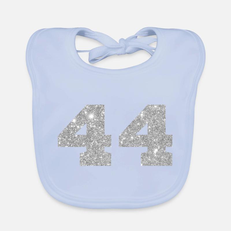 Number 44 Silver Glitter - 44th Anniversary Organic Baby Bibs