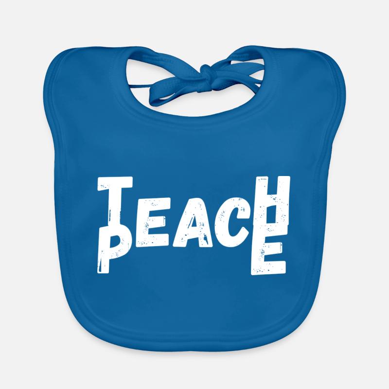 Enseigner la paix - Bavoir bio Bébé - bleu paon