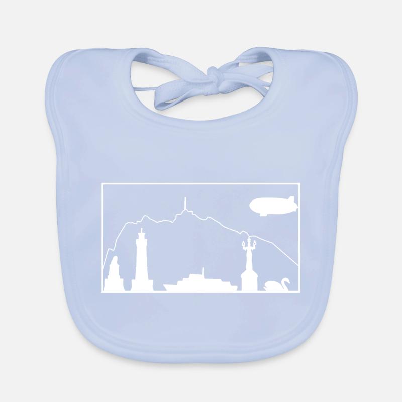 Bodensee & Pfänder | Silhouette filled | Weiß Baby Bio-Lätzchen