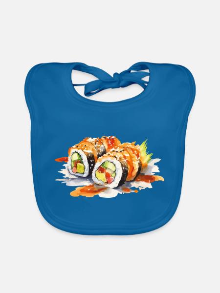 Sushi - Organic Baby Bibs - peacock-blue - Front