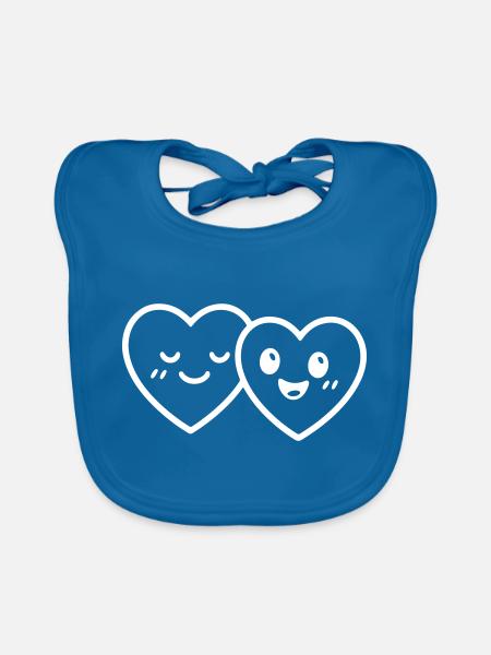 Herzen Paar Liebe - Baby Bio-Lätzchen - Pfauenblau - Vorne