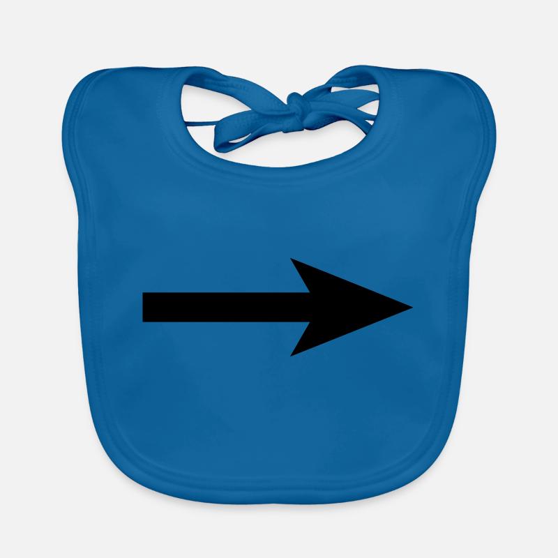 pil til højre Hagesmække af økologisk bomuld