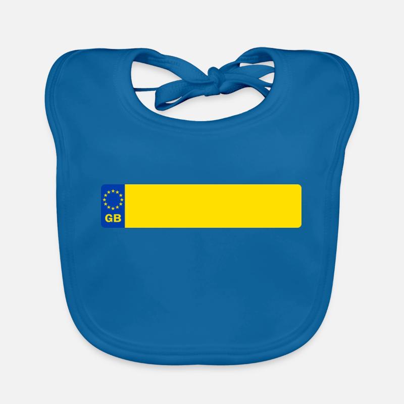 plaque d'immatriculation GB - Bavoir bio Bébé - bleu paon