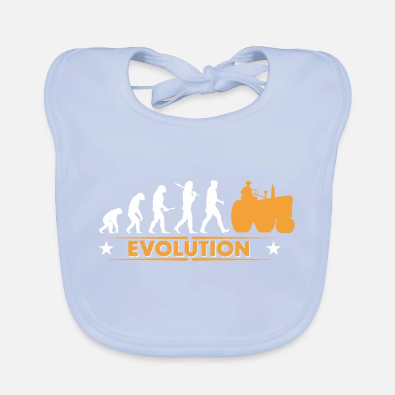 Farmer tractor evolution - orange/white Organic Baby Bibs