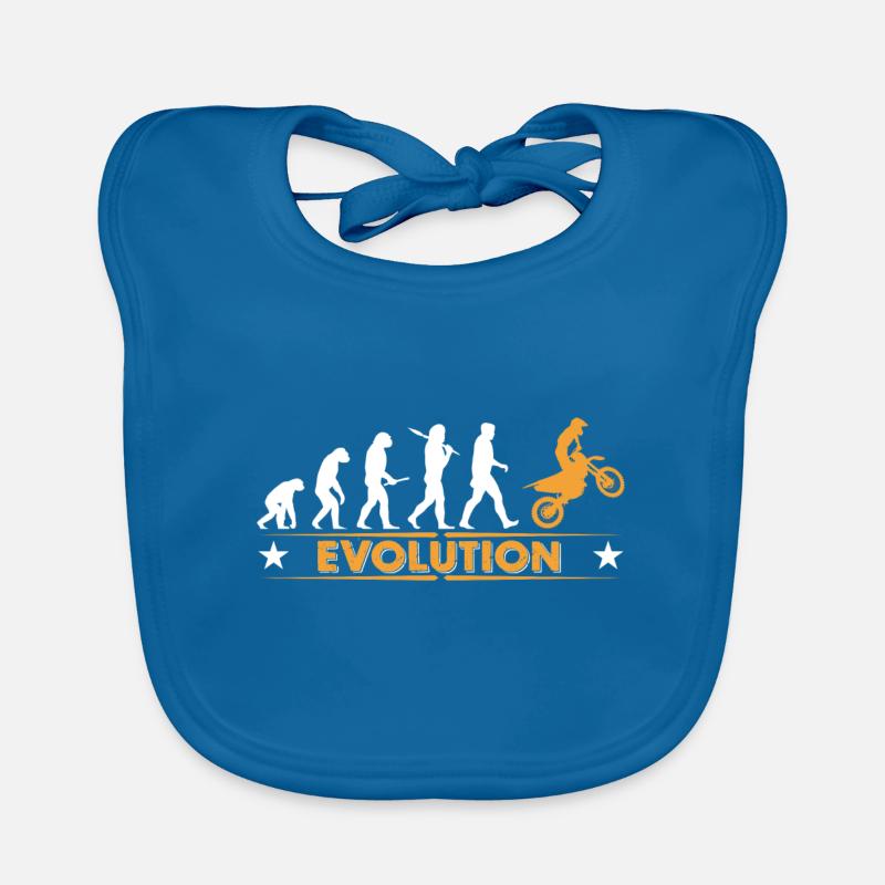 Motocross Evolution - orange/weiss - Baby Bio-Lätzchen - Pfauenblau