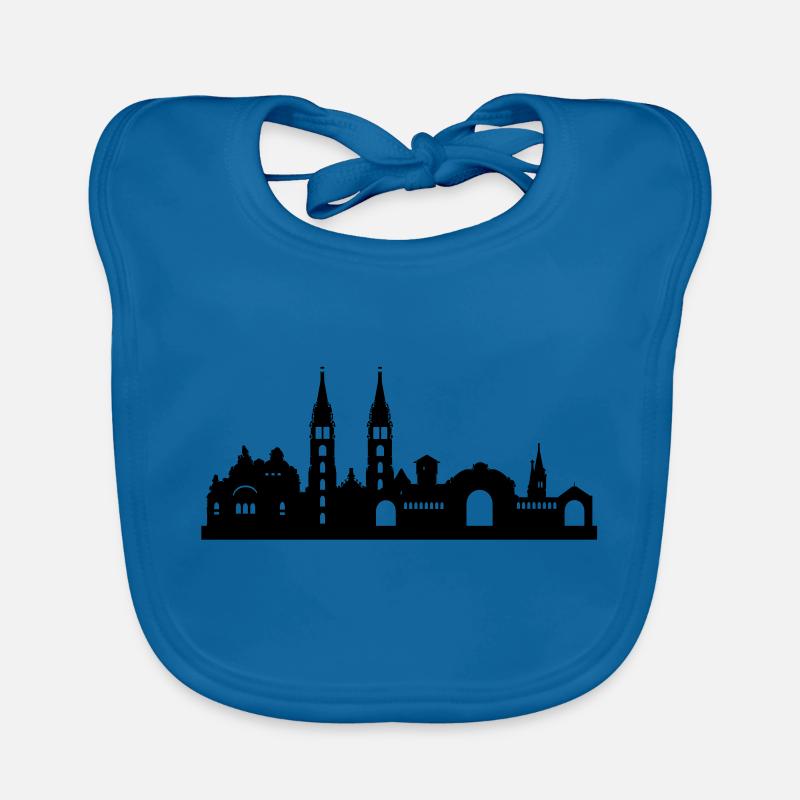 Skyline Nürnberg klein - Baby Bio-Lätzchen - Pfauenblau