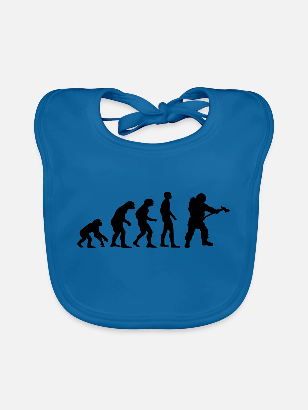 evolution pompier - Bavoir bio Bébé - bleu paon - Devant