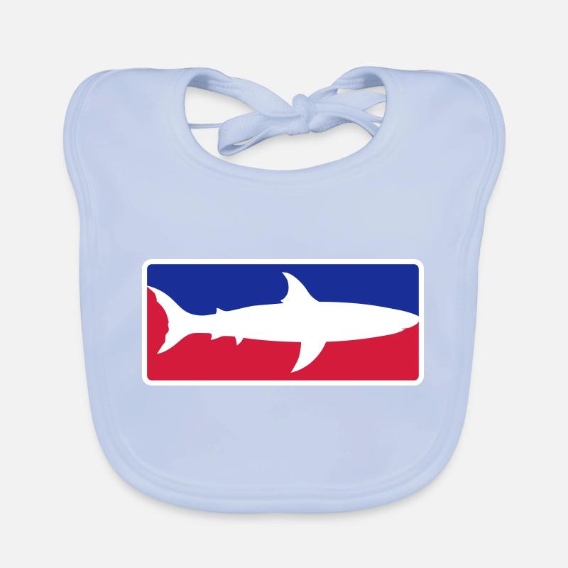 red blue sport shark button frame shield black sc Organic Baby Bibs