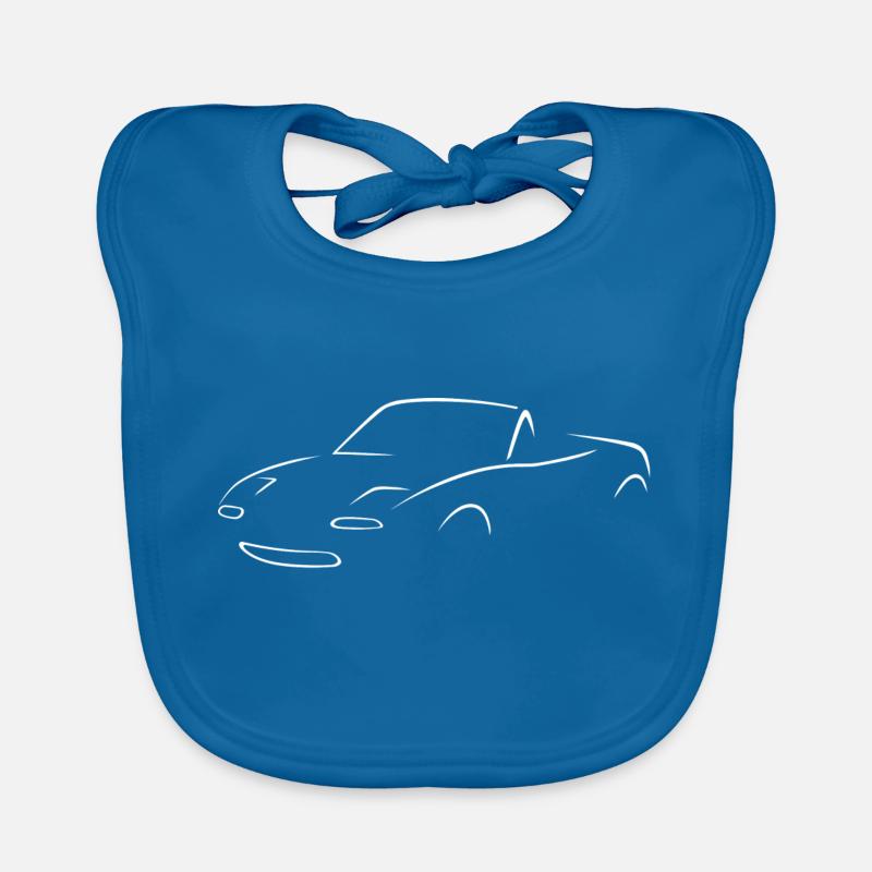 Miata NA Blanche - Bavoir bio Bébé - bleu paon