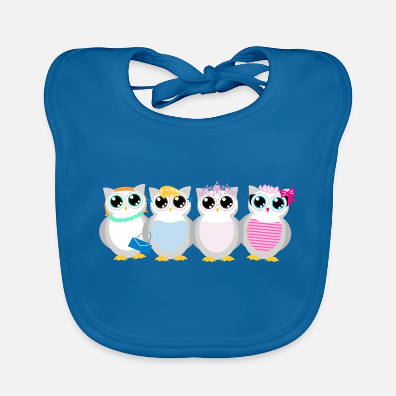 Eulen - Baby Bio-Lätzchen - Pfauenblau