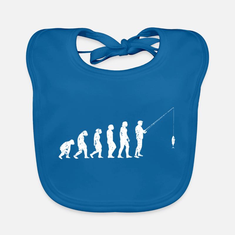 Évolution pêche pêcheur pêcheur pêche humanité - Bavoir bio Bébé - bleu paon