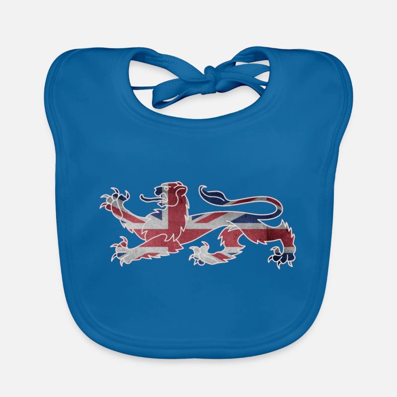 Angleterre, drapeau, écussons, drapeau anglais, Royaume-Uni - Bavoir bio Bébé - bleu paon