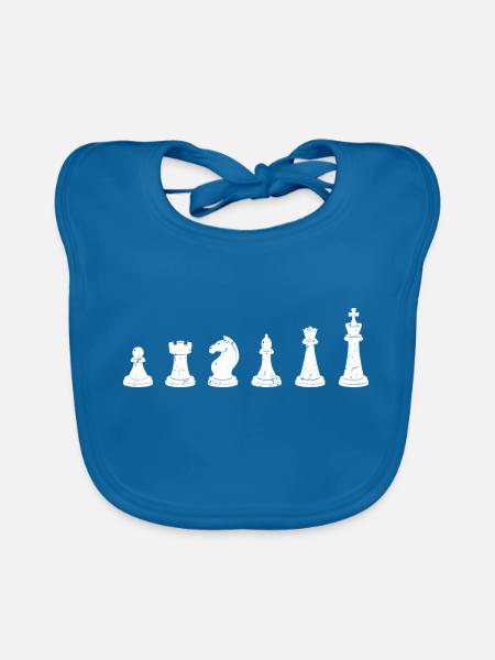 Jeu d’échecs Joueurs d’échecs Chess - Bavoir bio Bébé - bleu paon - Devant
