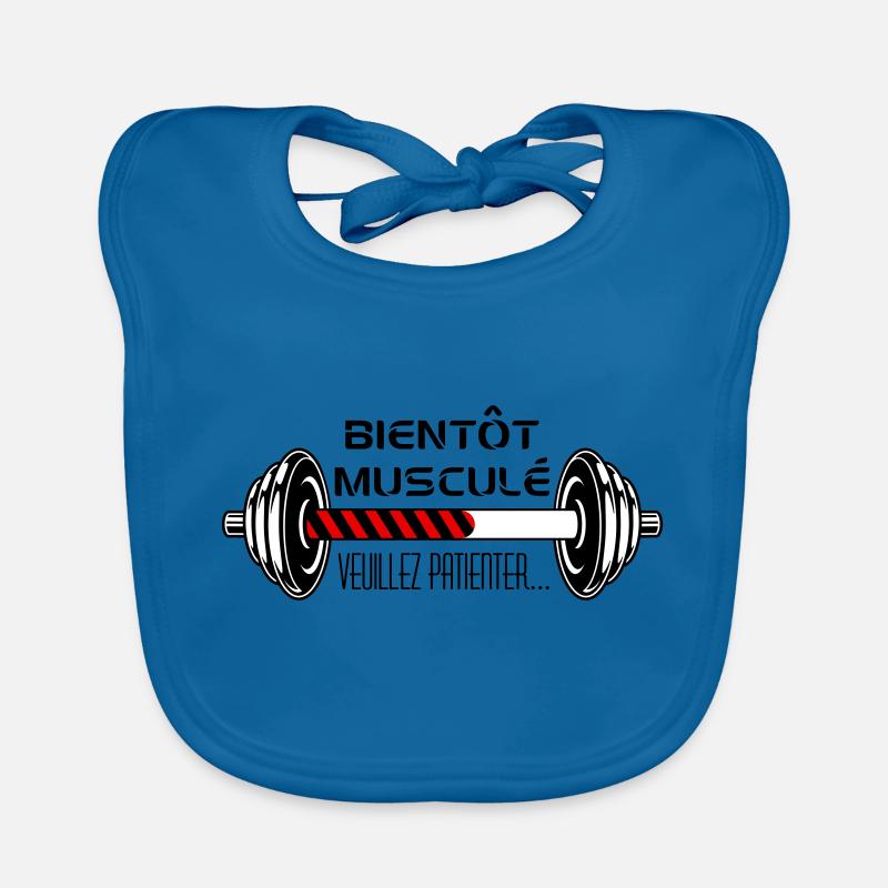 bientôt musclé - Bavoir bio Bébé - bleu paon
