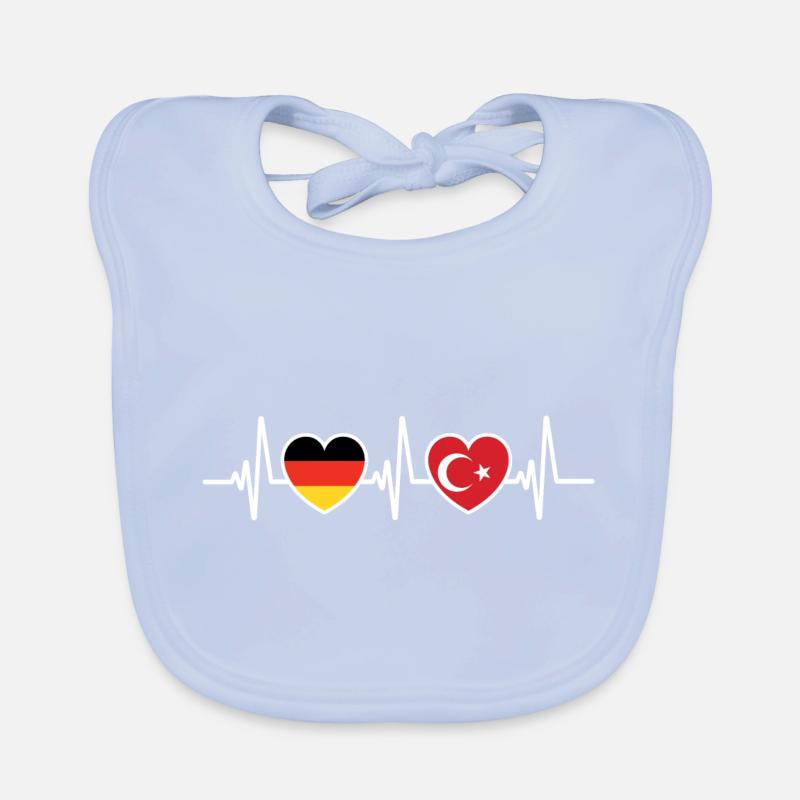 Germany and Turkey Turkish Flags Patriot Organic Baby Bibs