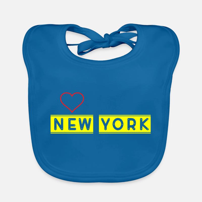 New York - Bavoir bio Bébé - bleu paon