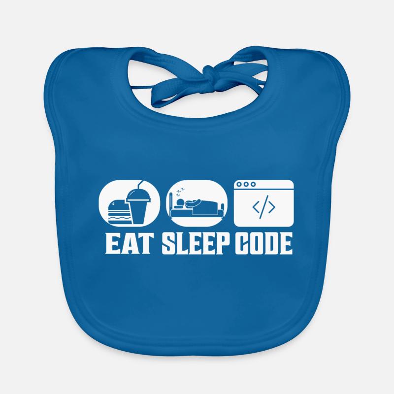 Codage logiciel Eat Sleep Code - Bavoir bio Bébé - bleu paon