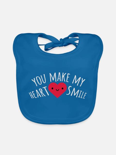 make my heart smile - Baby Bio-Lätzchen - Pfauenblau - Vorne