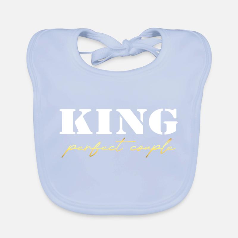 King and Queen King Gift white and gold Organic Baby Bibs