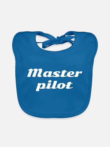 Master Pilot | You're the boss here - Organic Baby Bibs - peacock-blue - Front