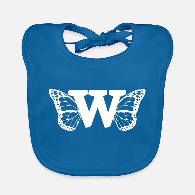 lettre w papillon - Bavoir bio Bébé - bleu paon