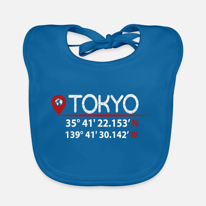 Coordonnées GPS de TOKYO - Bavoir bio Bébé - bleu paon