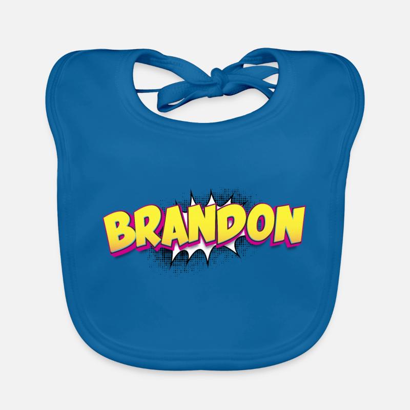 Brandon benutzerdefinierter Name Comic-Stil Pop-Art, Baby Bio-Lätzchen