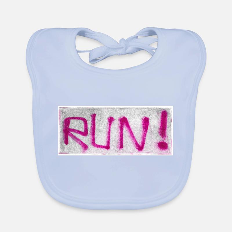 Graffiti PINK text RUN Organic Baby Bibs