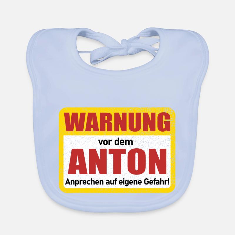 Anton Name Lustiges Warnschild Baby Bio-Lätzchen
