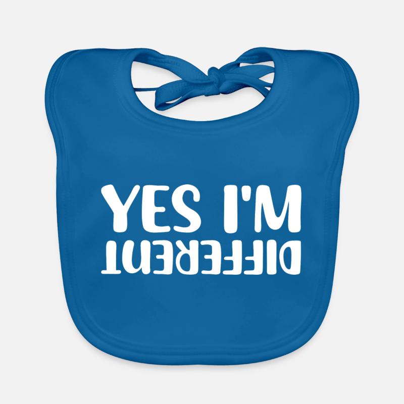 Yes I'm different, Lustige Sprüche Geschenkidee - Baby Bio-Lätzchen - Pfauenblau