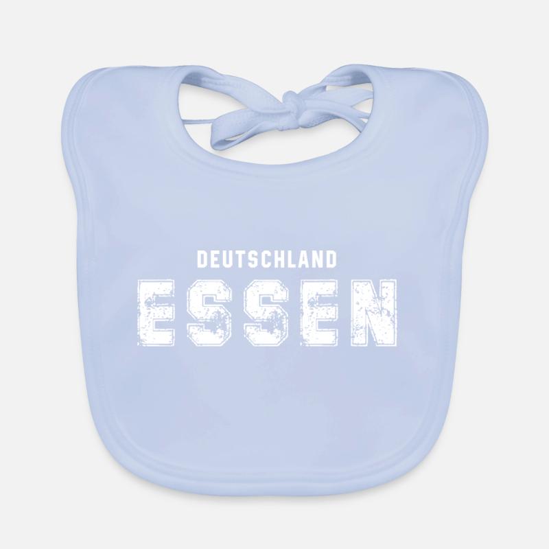 Germany Essen - Washed-out text design Organic Baby Bibs