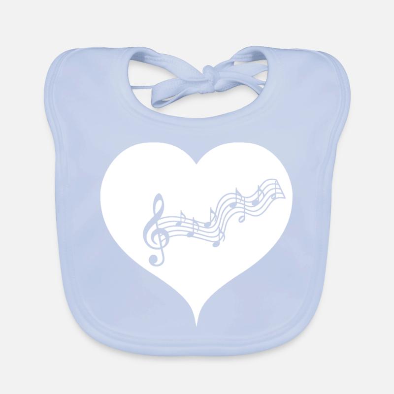 Herz Note Musiknote Musik Liebe weiß Geschenkidee Baby Bio-Lätzchen