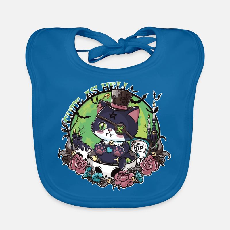 Le réveil de Catleman Jack - Bavoir bio Bébé - bleu paon