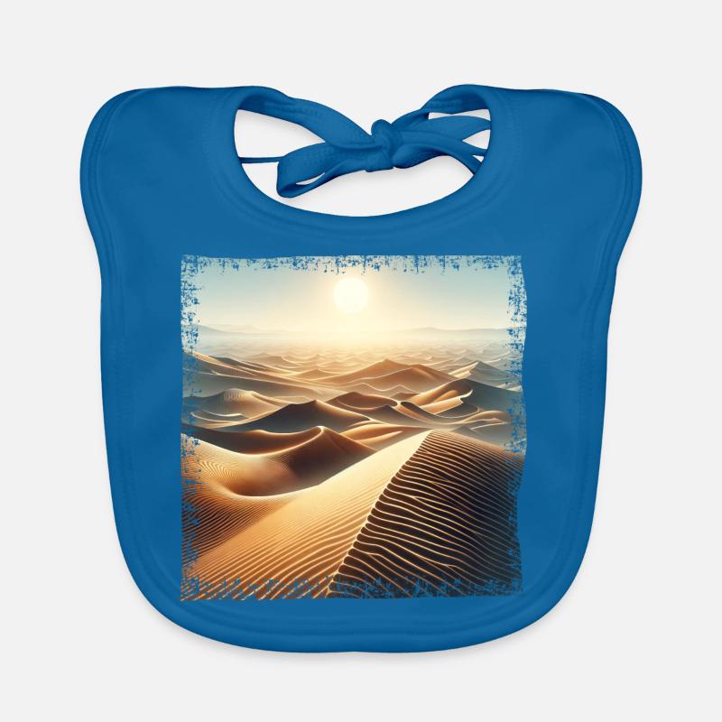 Coucher de soleil dans le désert du Sahara - Bavoir bio Bébé - bleu paon