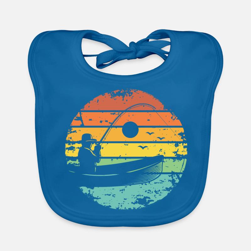 Pêche Pêcheur Bateau Rétro Coucher de soleil Bavoir bio Bébé