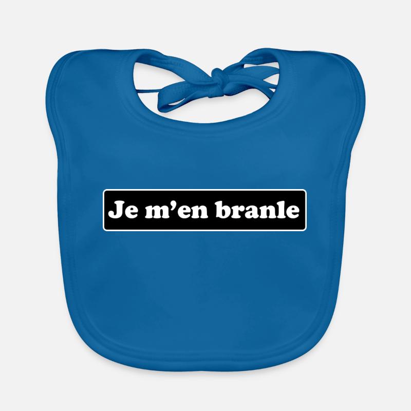 Je m'en branle - Bavoir bio Bébé - bleu paon