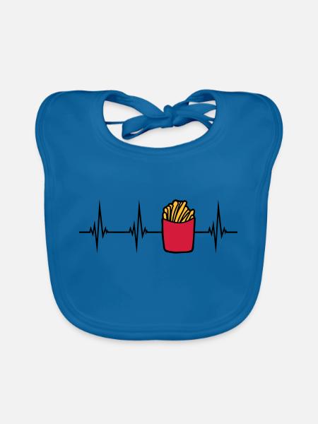 Pulse French Fries - Organic Baby Bibs - peacock-blue - Front