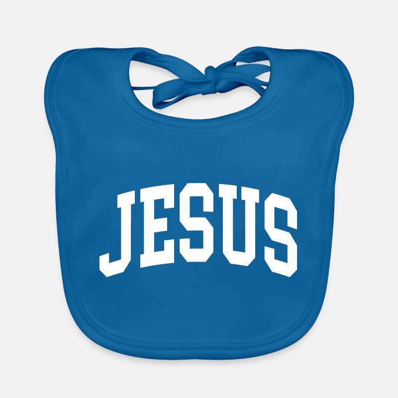 Jésus - Bavoir bio Bébé - bleu paon